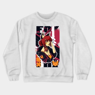 Modern Fox Girl Kitsune Crewneck Sweatshirt